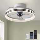 LUDOMIDE Ceiling Fans with Lights, 360 Rotating Ceiling Fan with Lights and Remote, 6 Wind Speeds Smart Flush Mount Ceiling Fan for Bedroom, Dining Room and Kitchen 20"
