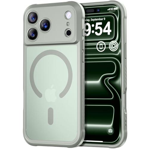 Thomo Magnetic for iPhone 17 Pro Case, [Compatible with Magsafe] [Full Camera Protection] Translucent Matte Military Grade Shockproof with Anti-Fingerprint Phone Cover 2025, Calke Green