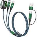 Travel Gifts for Women, Multi Charging Cable for iWatch Charger, 3 in 2 Charging Cable for Multiple Devices, USB A&C/Watch Charger/Type-C/L Cord Compatible with iWatch/iPhone 17-11/Car, 5FT (Green)