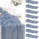 FUANGUI 10 Pack Cheesecloth Table Runner Dusty Blue 10Ft, 120 Inches Easter Table Runner, Spring Boho Gauze Romantic Cheese Cloth Table Runner for Baby Shower Wedding Birthday Home Decoration