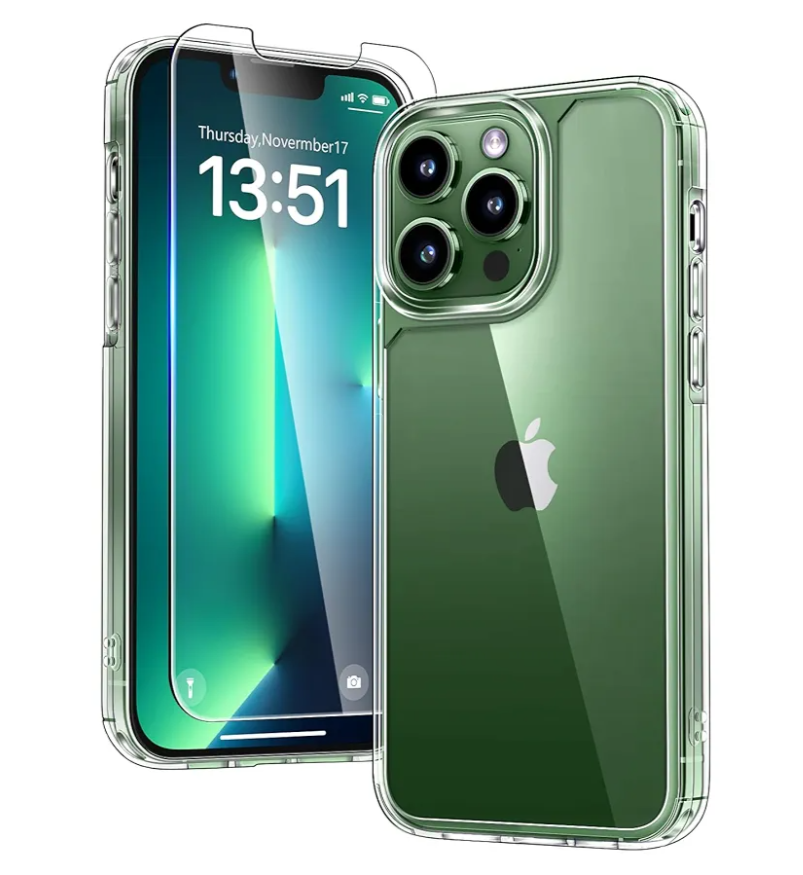 TAURI for iPhone 13 Pro Max Case Clear, with 1X Screen Protector, [Not Yellowing][Military-Grade Drop Protection] Slim Shockproof Phone Case for iPhone 13 Pro Max 6.7 inch
