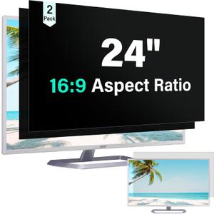 [2 Pack] 24 Inch Computer Privacy Screen for 16:9 Aspect Ratio Widescreen Monitor, Eye Protection Anti Glare Blue Light Computer Monitor Privacy Filter, Removable 24 in Protector Film