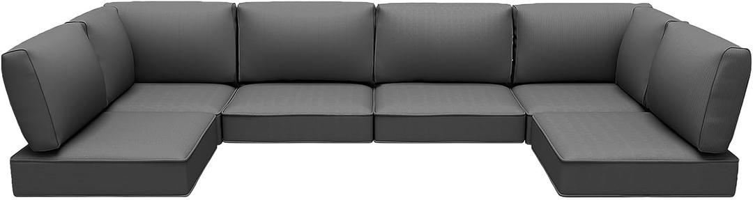 Outdoor Replacement Cushions for Patio Furniture,Water-Resistant Sofa Cushion for Rattan Wicker Sectional Patio Conversation Sets,14-Piece Outdoor Couch Cushion, Grey