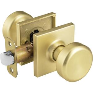 Gold Interior Door Knobs for Hall & Closet, Pismo Doorknob with Square Rosette, Heavy Duty Passage Door Handle for Satin Brass