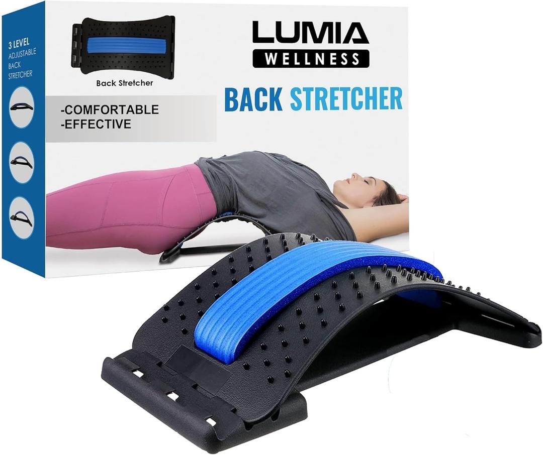 Lumia Wellness Adjustable Back Stretcher, Lower Back Pain Relief, Lumbar Traction Device, Spine Decompression,