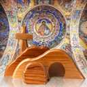 Easter Resurrection Scene Set, Easter Wooden Decorations Religious, Jesus Nativity Christ Statue Decoration, Empty Tomb Tabletop Ornaments Cross Figurines Decor Gift for The Home, Tabletop, Office1