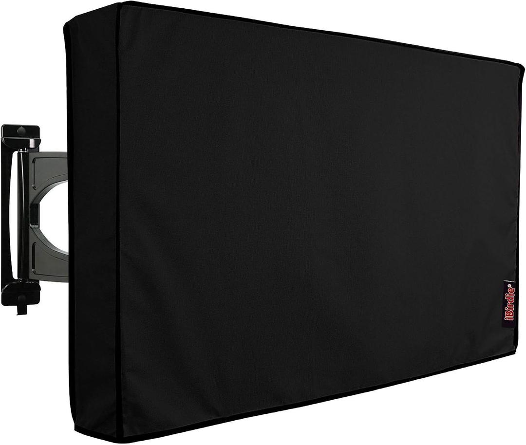 iBirdie Outdoor TV Cover 55 to 58 inch Weatherproof, Cover Size 55''L x 35''H, Waterproof for Outside Flat Screen 55 to 58 inch TV, Black, 600D Thick Fabric Screen Protector with Bottom