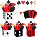 Zhanmai 4 Set Casino Theme Party Decorations 6 x 6 x 6 Inch Paper Poker Boxes Casino Centerpiece Sticks for Table Game Theme Night Decoration Gift Box for Poker Birthday Party Supplies
