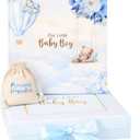 Luxury Baby Boy Memory Book Set  Keepsake Journal & Milestone Album from Pregnancy to Age 5 with Premium Gift Box, Storage Pouch & Keepsake Envelope  Baby Shower & Newborn Gift (Blue)