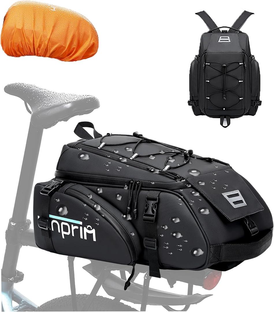 19L Reflective Bike Rack Bag Large Capacity Waterproof Rear Bag with Rain Cover E-Bike Bicycle Accessories Basket Storage Crossbody Saddle Shoulder Rear Seat Luggage Pouch Bag Accesorios Bicicletas