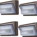 ledmo 120W LED Wall Pack Light 4 Pack Dusk to Dawn with Photocell Outdoor Commercial Industrial Lights 840W HPS HID Equivalent 5000K Security Flood Lighting for Buildings,Warehouse, Parking,Yard