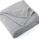 Carriediosa 100% Cotton Muslin Throw Blanket 108" X 90" King Size4-Layers Summer Gauze Throws for Bed CouchSoft Lightweight Breathable Linen Blankets Bedspread for Adults All SeasonGrey