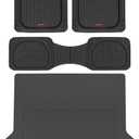 Motor Trend FlexTough Deep Dish Contours Rubber Car Floor Mats with Trunk Mat Cargo Liner, Front & Rear Combo Set fits Most Car SUV Van Coupe Sedan, Heavy Duty All Weather Trim to Fit