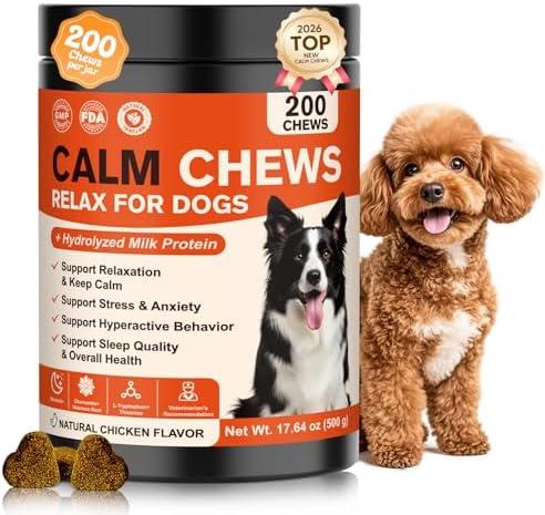 NHWHDJH Calming Chews for Dogs with Melatonin and Chamomile for Anxiety Relief and Stress Reduction for Fireworks Thunder Car Travel and Separation for Puppies and Adult Dogs, Expiry: 01/21/2028
