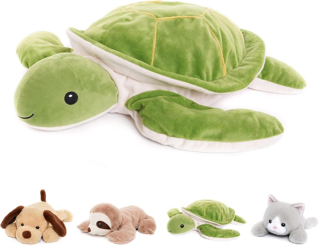 Weighted Sea Turtle Stuffed Animal Plush Toy with Embroidered Eyes and Removable Weight Pack - 20 Inches, 2.3 lbs for Kids and Adults (Sea Turtles)