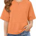 Girls Shirts Kids Raglan Short Sleeve T Shirts Summer Crewneck Oversized Crop Top Basic Tees 5-14Y (Orange)
