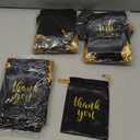 Roowest 100 Pcs Thank You Satin Gift Bags Drawstring Jewelry Candy Pouches for Wedding Bridal Shower Baby Shower Favor Drawstring Bag for Birthday Holiday Party(5 x 7 Inch, Black)