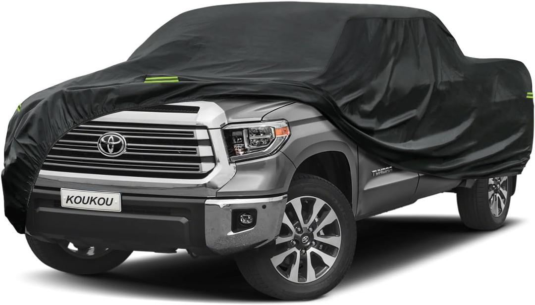 KouKou Truck Cover Waterproof All Weather, 7 Layers Heavy Duty Pickup Truck Cover Outdoor Length from 243 to 250 inches,Universal Fit SuperCrew Bed Ford F150 F250 F350,Nissan Titan,Toyota Tundra ect. (Truck XXL up to 250", Max Cab Length 156", black)