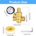 Water Pressure Regulator 3/4 inch with Gauge, Made of 100% High Hardness Brass, Adjustable Water Pressure Reducing Valve Water for Home DN20
