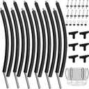 6 PCS Trampoline Curved Pole Replacement, Universal Curved Enclosure Net Poles for 8-16ft Frame, with Plastic T Connector, Mounting Hardware, Foam Cover Padding
