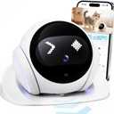 SURPN Pet Camera Robot Companion Monitor  Movable Home Security Cam with 1080P Video, 2.4GHz WiFi, Motion Tracking, Laser Toy, Two-Way Talk  App Control for Dogs & Cats (White)