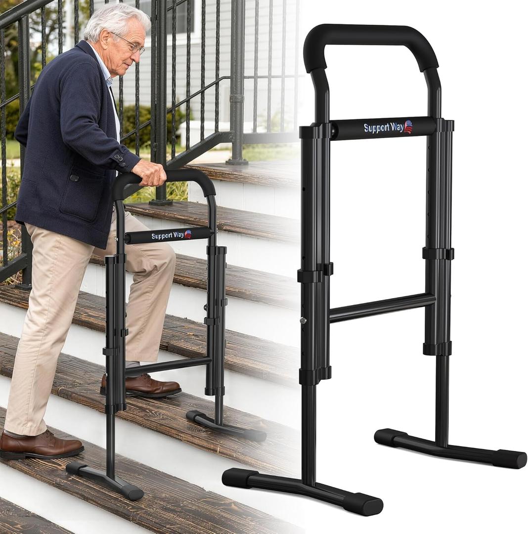Upgrade 2-in-1 Assist Cane for Seniors, Both Stair Assist Cane and Standing Aid for Couch, Widening Anti Slip Base, Adjustable Height, Ultra Sturdy Bracket for Steps, Bathroom, Bedside (Extra Large)