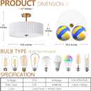 Bargeni 16.5 Inch Semi Flush Mount Ceiling Light Fixture,Gold Finish with Pleated Fabric Shade,3-Light Flush Mount Ceiling Light,Modern Light Fixtures Ceiling Mount for Bedroom,Hallway,Nursery Room