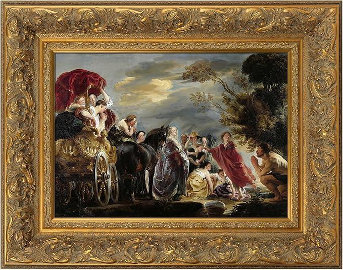DIY Solid Wood Ornate Frame for Elizabeth Paintings, 3.7" Wide Traditional Canvas Frame for Art Lover Housewarming Birthday Wedding Grandparents Teacher Gift, No Glass & Back (Gold) 24x36", NO Glass&Backboard