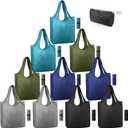 BeeGreen DIY Reusable Grocery Bags Bulk 9 Pack, Reusable Shopping Bags X-Large 50LBS, Machine Washable Kitchen Reusable Bags Heavy Duty, Foldable Tote Bags w Handles for Shopping (Army Green,grey,navy Blue, Black, Lake Blue)