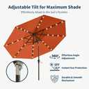 Patio Kingdom 9FT Solar Umbrella 32 LED Lighted Patio Umbrella Table Market Umbrella w/Tilt and Crank, UV-Resistant Outdoor Umbrella for Pool, Garden, Deck, Terracotta