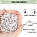 DUQGUHO 3500 Pcs Letter Beads Acrylic Alphabet Beads A-Z White Round 26 Letter Beads for Jewelry Making Bracelets DIY Earring Accessories Crafts Gifts