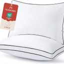 MUXHOMO Bed Pillows King Size Set of 2, Gusseted Sleeping Pillows for Side, Back, and Stomach Sleepers, Hotel Quality, Oeko-Tex Certified Fluffy Supportive Down Alternative Filling, White, 2 Pack