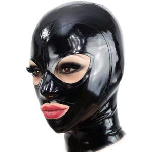 Black Latex Hood Mask Full Face Riding Hood for Party Cosplay Latex Mask for Halloween Christmas Party