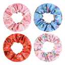 Satin Scrunchies for Girls Silk Large Hair Scrunchy 4 Pcs Elastic Cute Hairs Bands for Ponytail Holder Elastic Hair Ties Accessories for Women Girls, Music Lovers Fan Gift