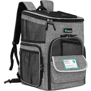 PetAmi Dog Backpack Carrier, Airline Approved Cat Backpacks for Carrying Small Large Cats, Pet Carrier Back Pack, Ventilated Soft Sided for Travel, Hiking, Camping, Max 18 lbs, Heather Gray