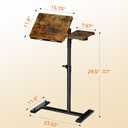 Aothia Small Standing Desk Rolling Table Adjustable Height, Laptop Mobile Stand with Wheels, Overbed Table, Portable Computer Workstation with Tiltable Desktop for Teacher Classroom Home Office, Brown, 23.5 inches x 11.8 inches x 33 inches