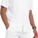 YTD Men's 2 Pieces Shirt Set Short Sleeve Button Down Casual Hippie Holiday Beach T-Shirts Shorts Outfits, XXL