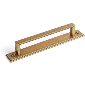 Goo-Ki 2 Pack Retro Zinc Alloy Cabinet Pull with Backplate-5''(128mm) Hole Centers Antique Brass Drawer Handles