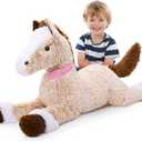 MaoGoLan Giant Horse Stuffed Animal, Large Horse Stuff Plush Toy for Girl Kid Boy, Realistic Stuffed Pony Plush Pillow Gifts for Birthday Party Favor Christmas Decor, 47 inches, Brown