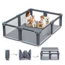 G TALECO GEAR Foldable Playpen for Babies and Toddlers, 59"x71" Portable Play Yard with Mat, Kids Collapsible Play Pen with Sturdy Metal Frame & Mesh Walls, Indoor & Outdoor Baby Fence Play Area