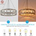 XINGQI 8-Light Modern Chandelier Large Round Drum Chandeliers for Dining Room 32.3" Rustic Pendant Brushed Nickel Light Fixture Over Table Farmhouse Metal Wood Grain Finish