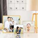 5x5 Picture Frame Silver Brushed Modern Simple Thin Aluminum Metal Photo Frame with HD Real Glass, Display for Tabletop and Wall Collage. (2 Pack)