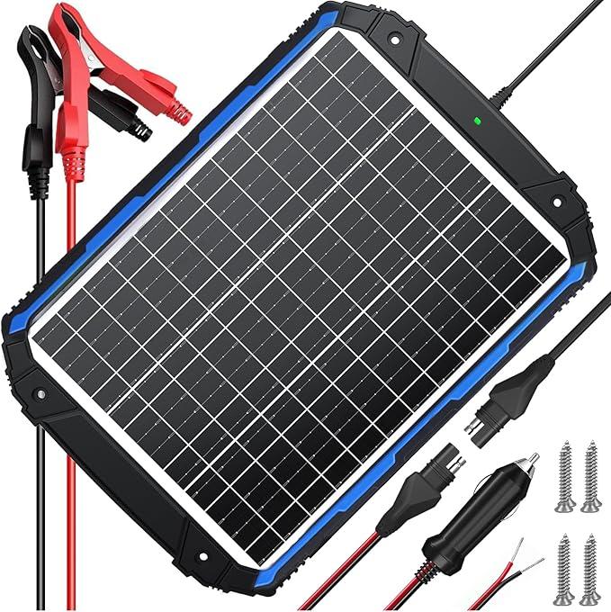 SUNER POWER 25W 12V Solar Battery Charger & Maintainer PRO, Built-in Smart MPPT Controller, Waterproof 12 Volt 25 Watt Solar Panel Trickle Charger for Car Marine RV Trailer Boat Automotive