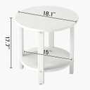 HDPE Round Outdoor Side Table, 18.1-Inch Weatherproof Small Outdoor Table for Adirondack, 2-Tier Patio End Table for Garden Backyard Porch Deck Balcony Poolside (White)