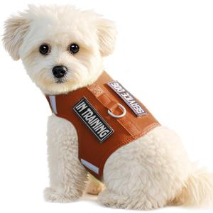 Dog Harness for Puppy  Adjustable Reflective Easy Put On Soft Mesh Vest for Small Dogs with 2 Patches (Carmel Brown,XS) (XS(Neck:8.6-11.3",Chest:11.7-15.2"))