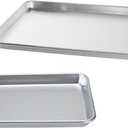 Nordic Ware Naturals Half Sheet and Quarter Sheet Baking Set - USA Made Aluminum Commercial Quality Sheet Pans for Baking or Roasting, Encapsulated Galvanized Steel Rim Prevents Warping