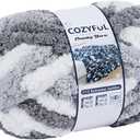 Cozyful Chunky Yarn for Hand Knitting, #10 Jumbo Blanket Yarn, Multi Grey&White