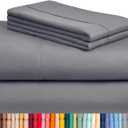 LuxClub 4 PC King Size Sheet Set Deep Pockets 18" Wrinkle Free Cooling Bed Sheets Machine Washable Hotel Bedding Silky Soft - Light Grey King