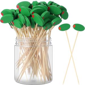 Chengu 200 Pcs Martini Cocktail Picks 4.7'' Olive Bamboo Toothpicks for Appetizers Fruit Cake Dessert Barbecue Snacks Sandwiches for Martini Themed Birthday Wedding Bachelorette Party Decorations