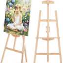 Pine Wood A-Frame Art Easel Stand, Foldable Wooden Painting Easel, Natural